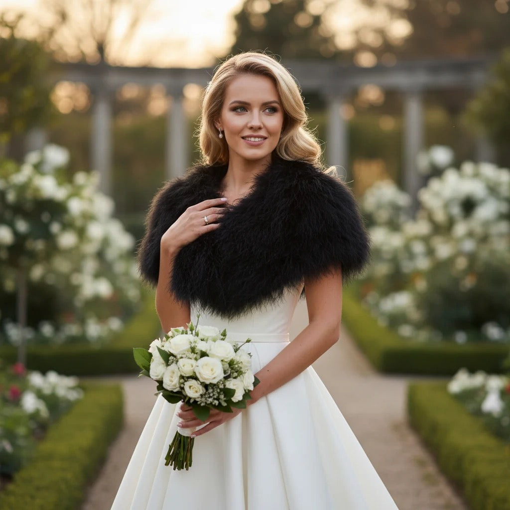 Black Marabou Feather Stole | Luxury Evening Wrap