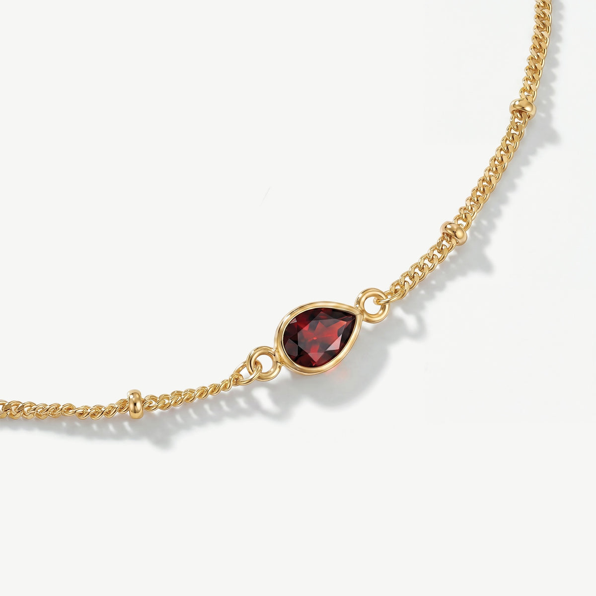 January Garnet Birthstone Bracelet in 18ct gold plated. A meaningful red gemstone bracelet