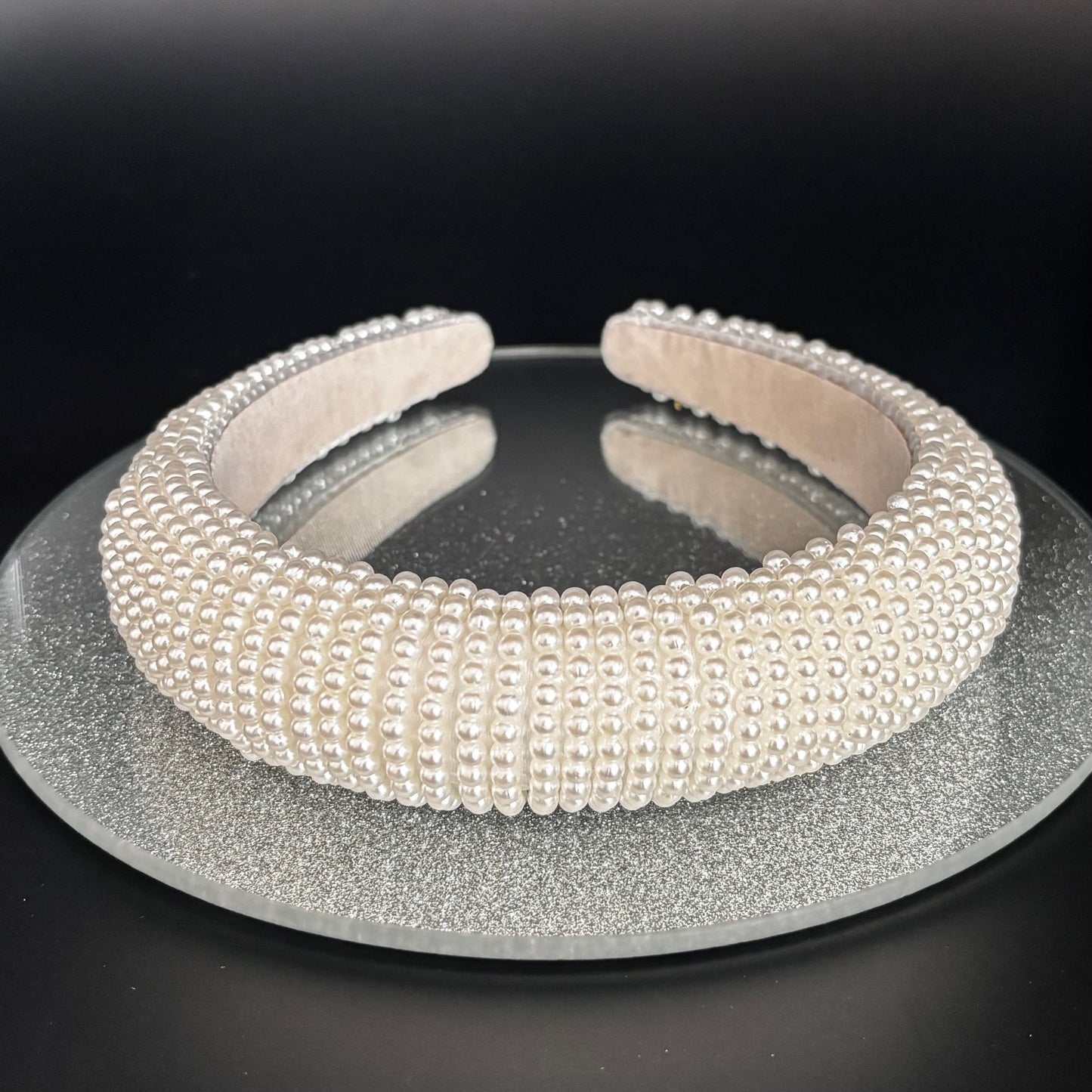 Ivory Pearl Bridal Headband, Satin Wedding Headdress TT1047 - Topknot Tiaras & Veils