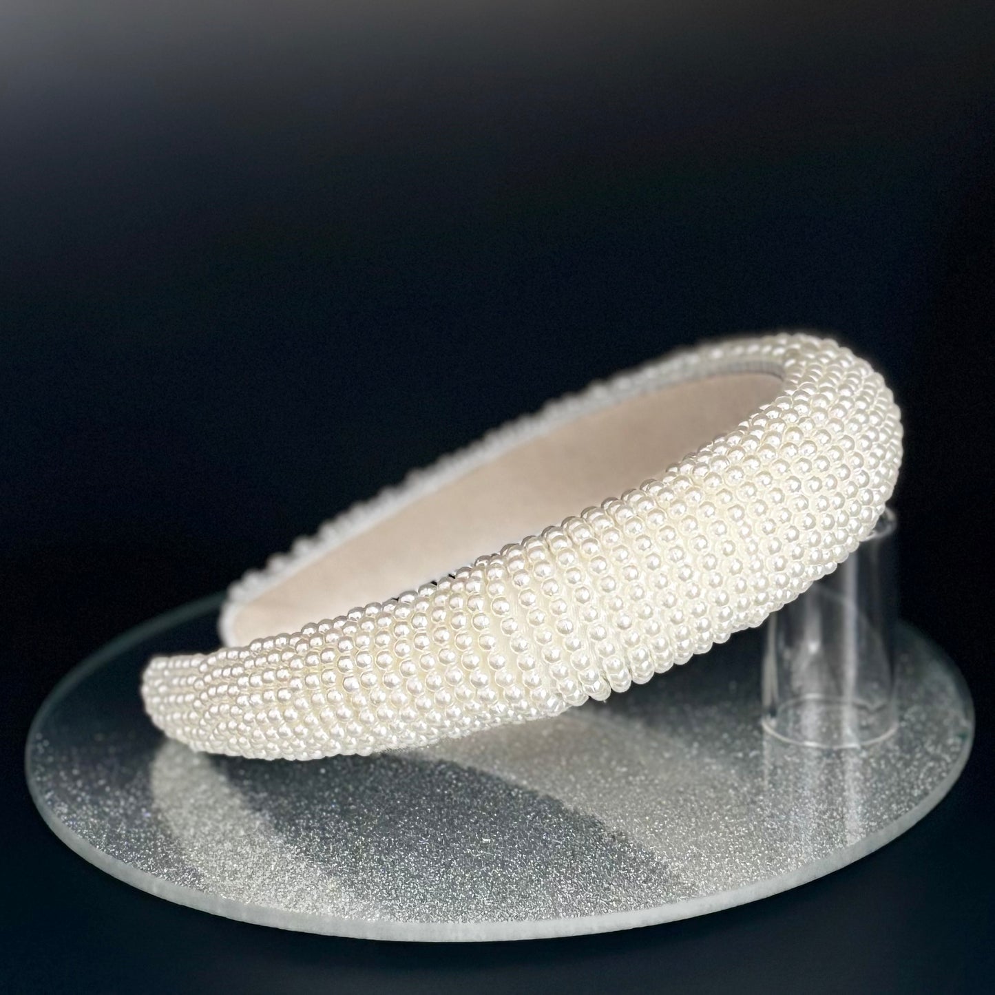 Ivory Pearl Bridal Headband, Satin Wedding Headdress TT1047 - Topknot Tiaras & Veils