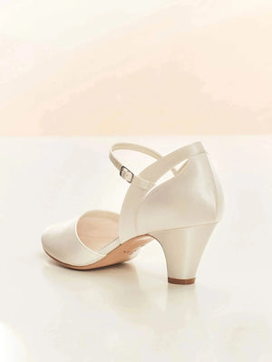 Ivory Satin Wedding Shoes with Block Heel, Size 7, STAR ***SALE***