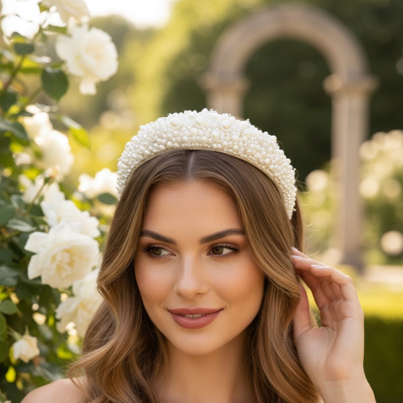 Luxury Pearl Bridal Headband, Wedding Alice Band A3870 - Topknot Tiaras & Veils