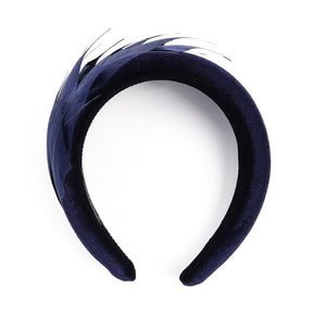 Navy Blue Feather Fascinator Headband, Race Day Headpiece, Mother of The Bride Headdress, A9657