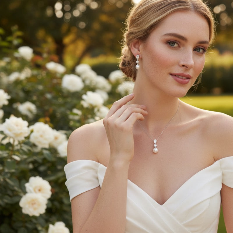 Pearl and Crystal Necklace Set