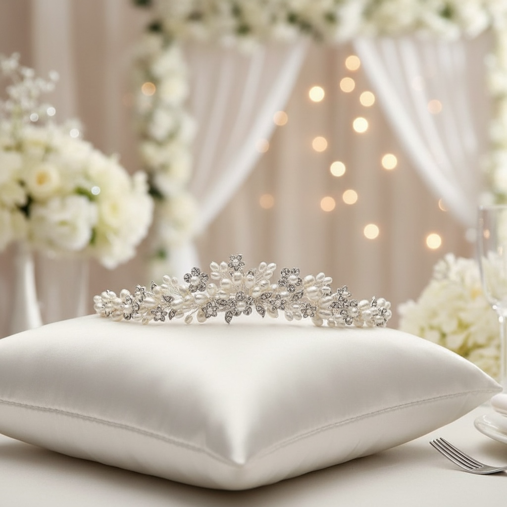 Pearl Wedding Tiara Embellished with Crystals TLT4705 - Topknot Tiaras & Veils