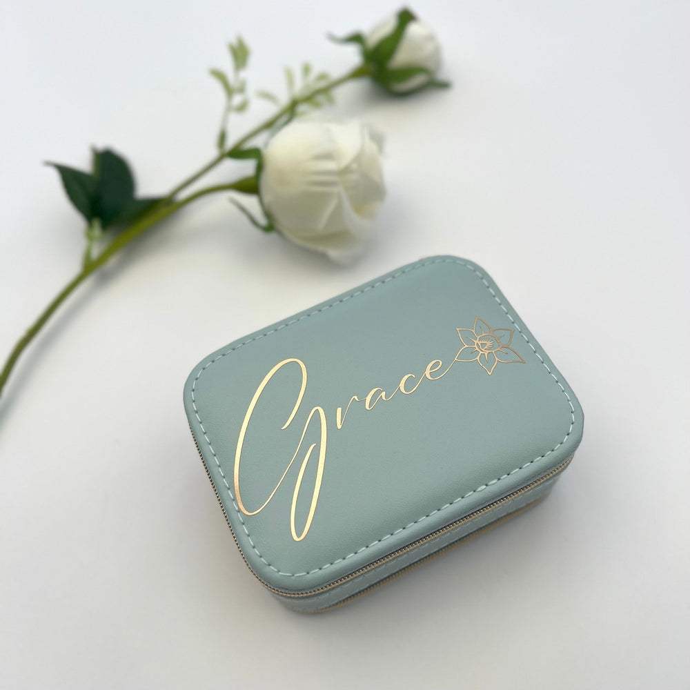 
            
                Load image into Gallery viewer, Personalised Jewellery Box, Bridesmaids Gift with Birth Month Flower - PER10
            
        