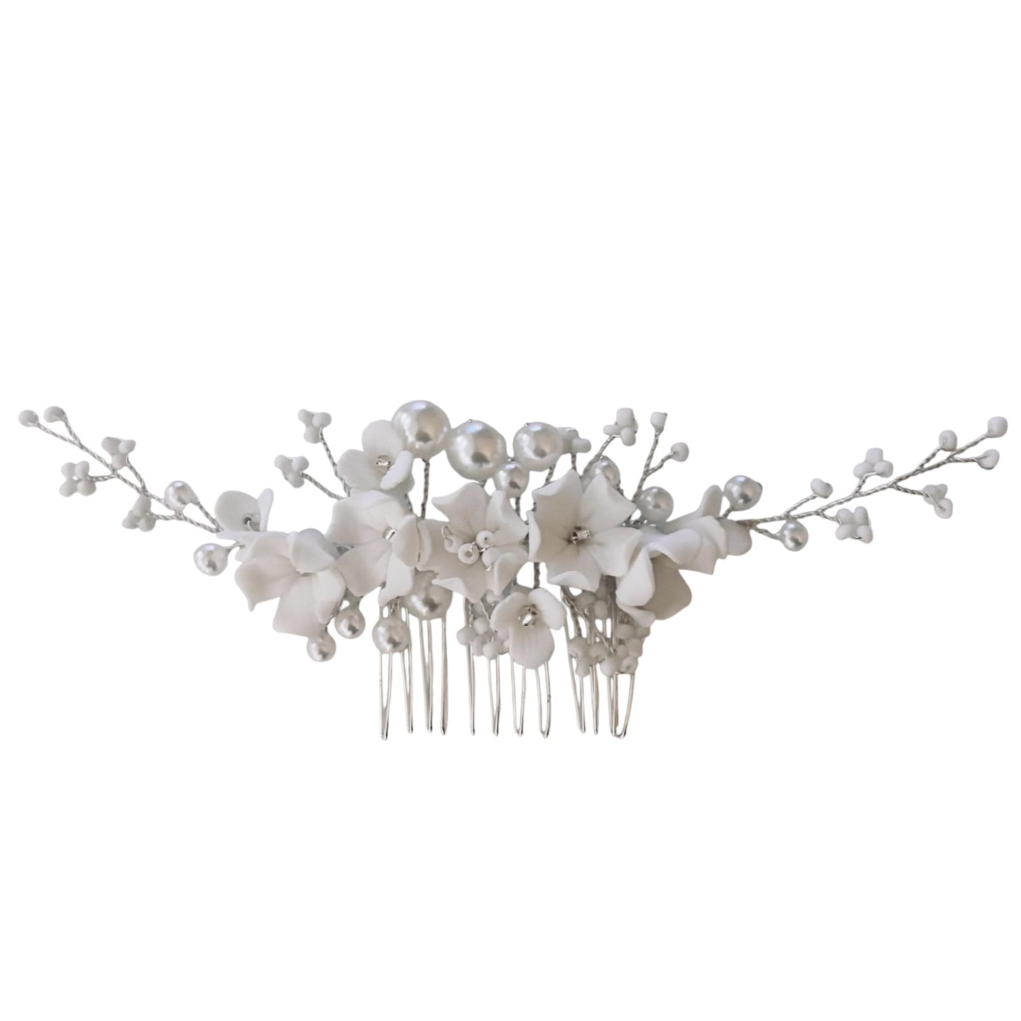 Floral Wedding Hair comb with pearls