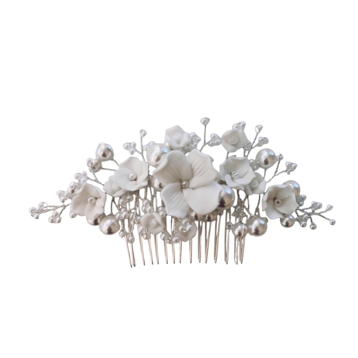 Floral Wedding Hair comb with pearls