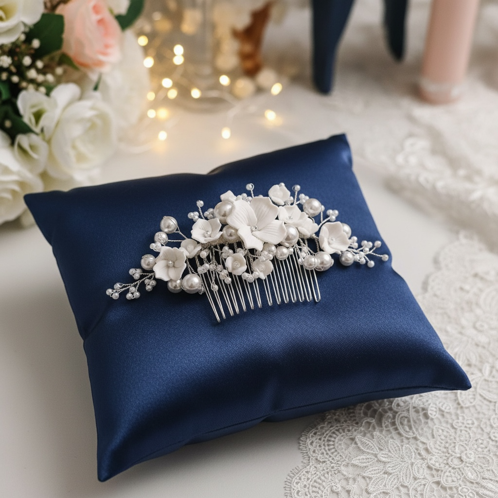 Floral Wedding Hair comb with pearls