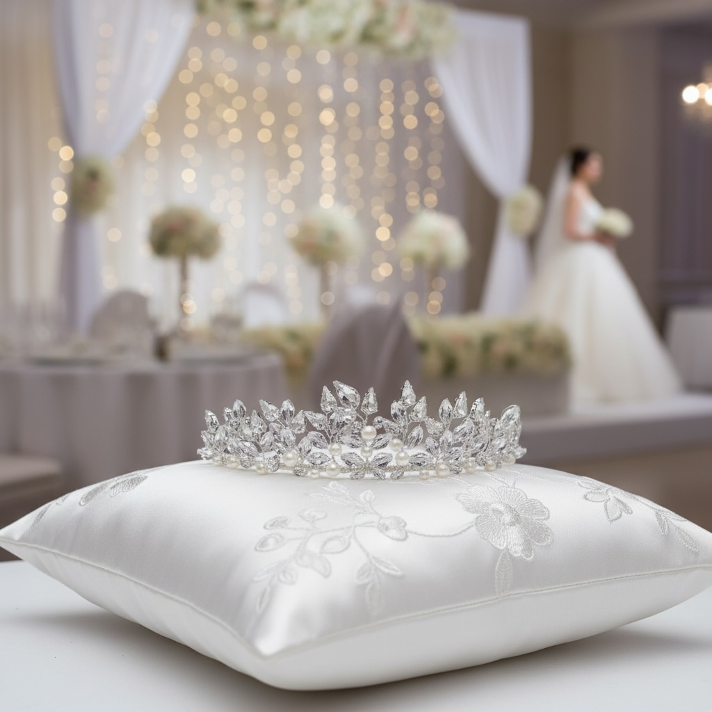 Elegant pearl and crystal wedding tiara for brides