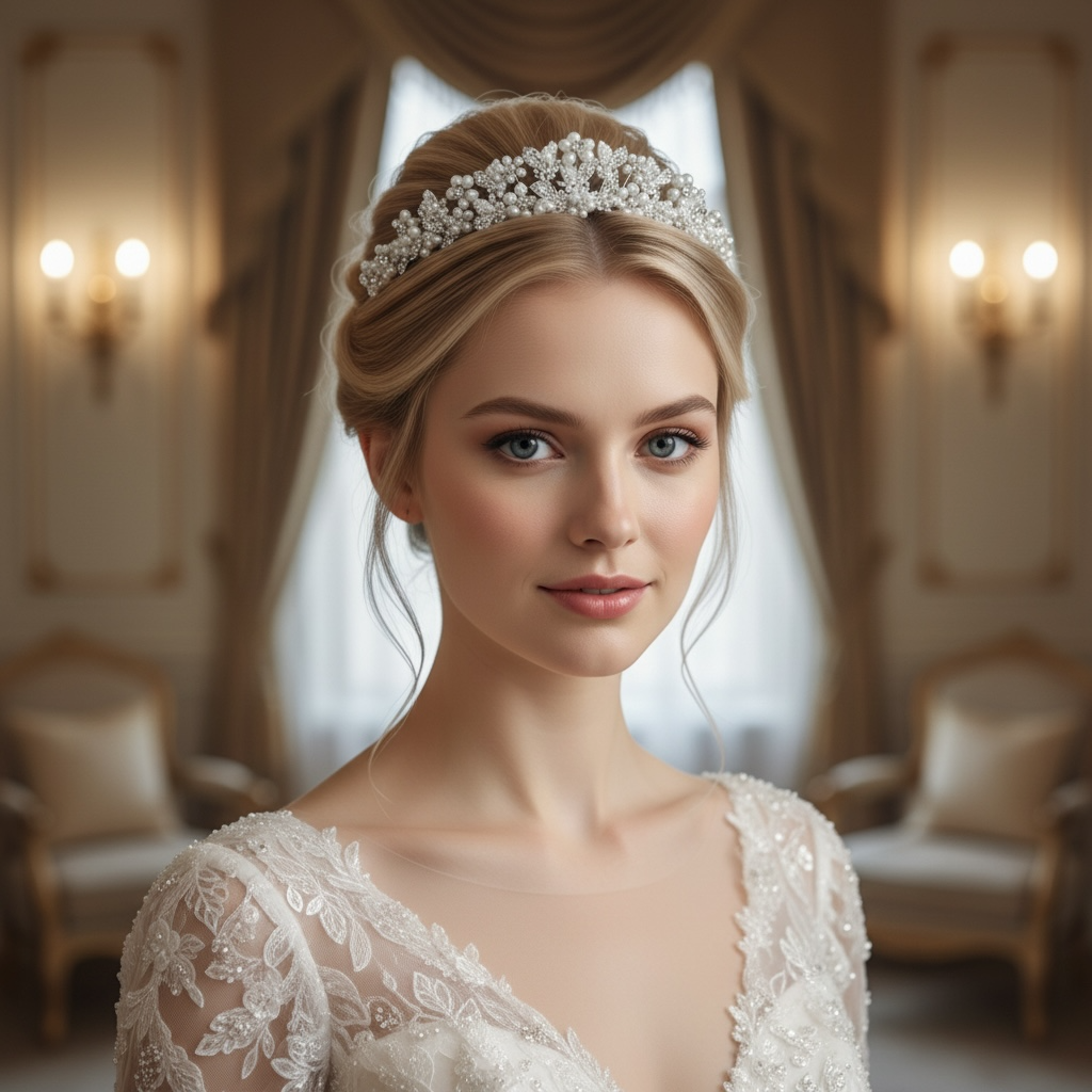 Elegant pearl and crystal bridal headpiece
