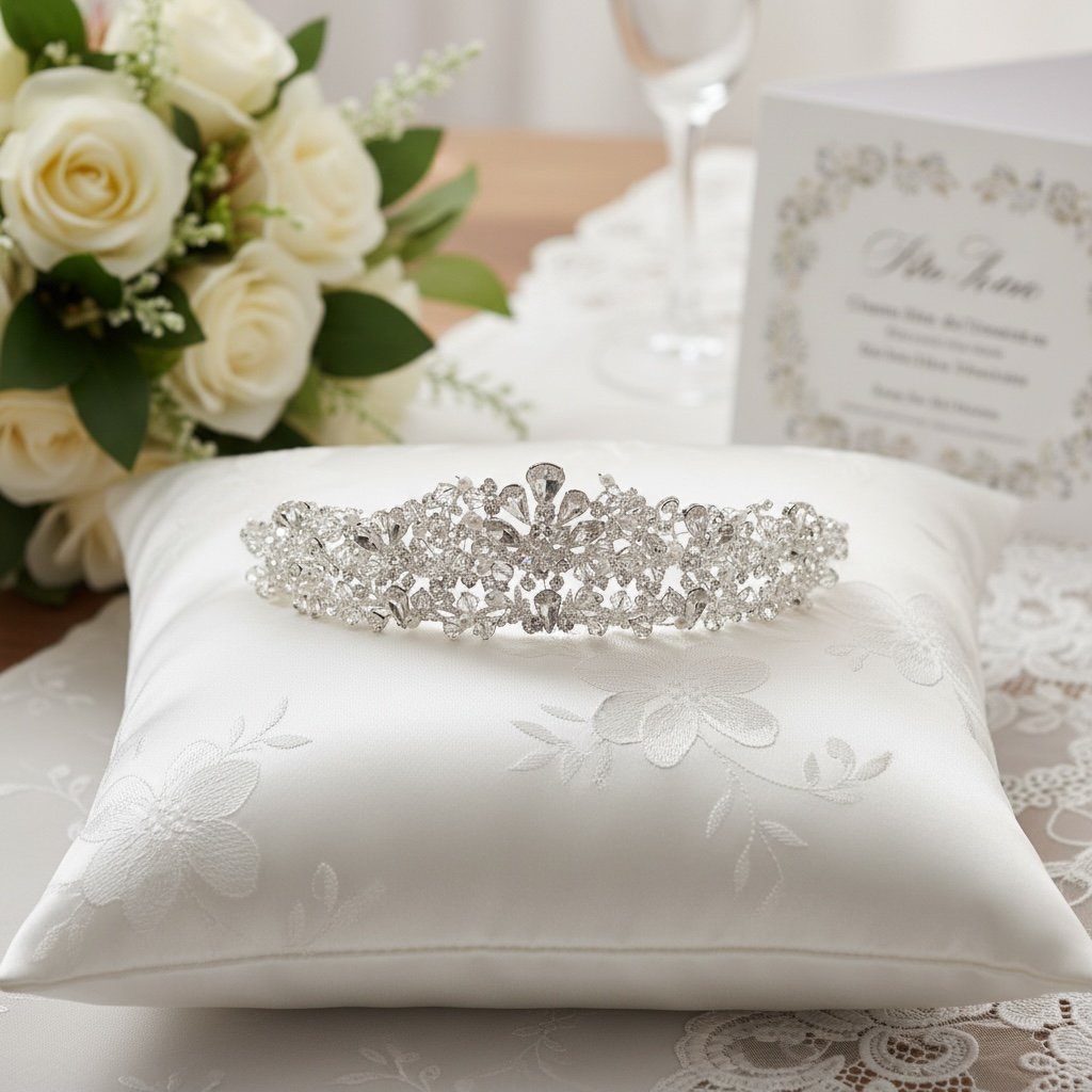 Luxury bridal tiara with crystals and pearls