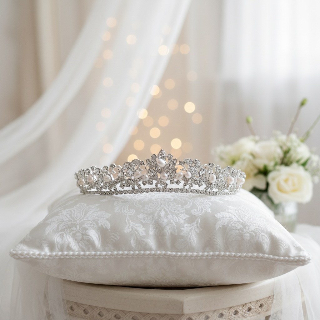 Vintage Pearl & Crystal Bridal Tiara – Elegant Wedding Crown