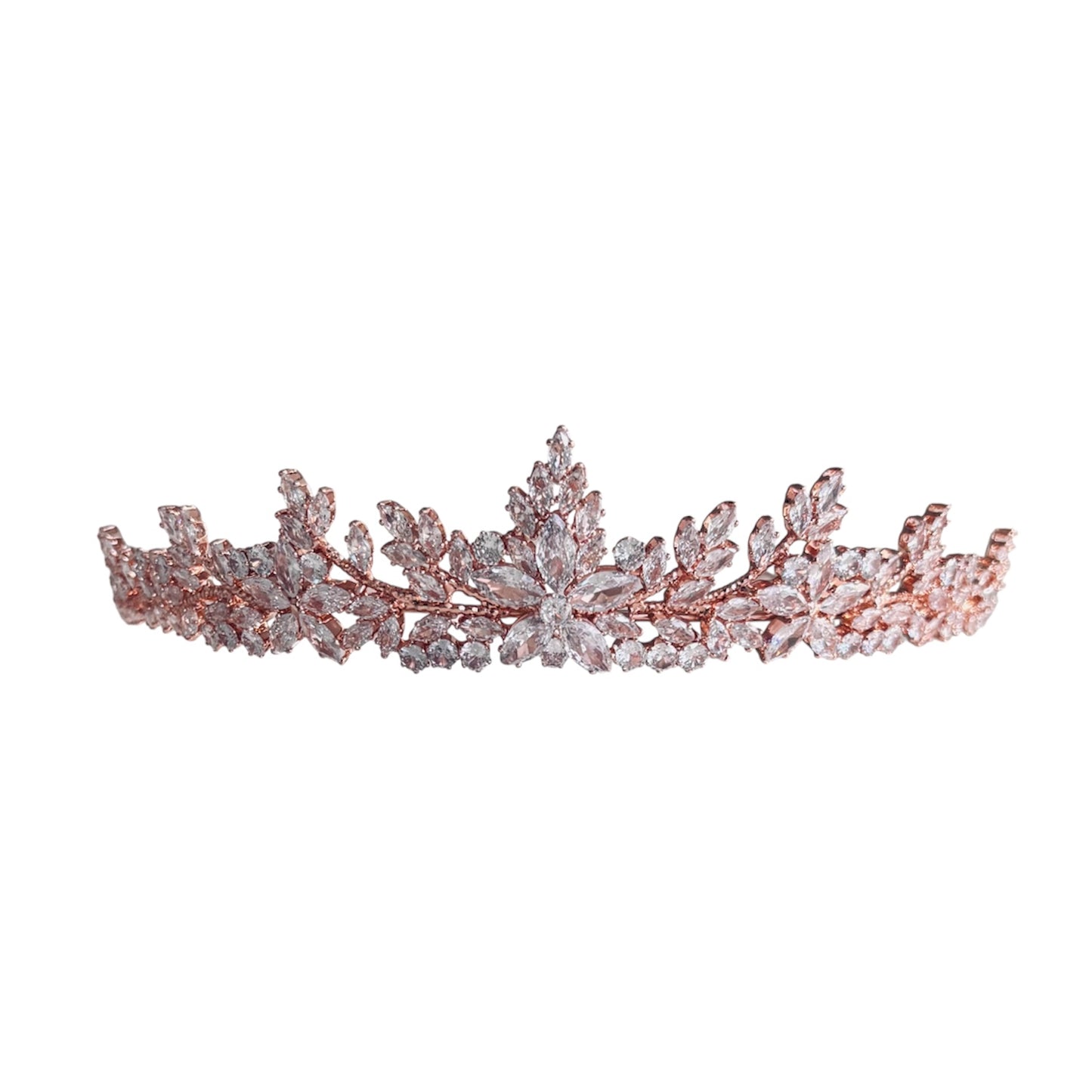 Rose Gold Wedding Tiara with Crystals