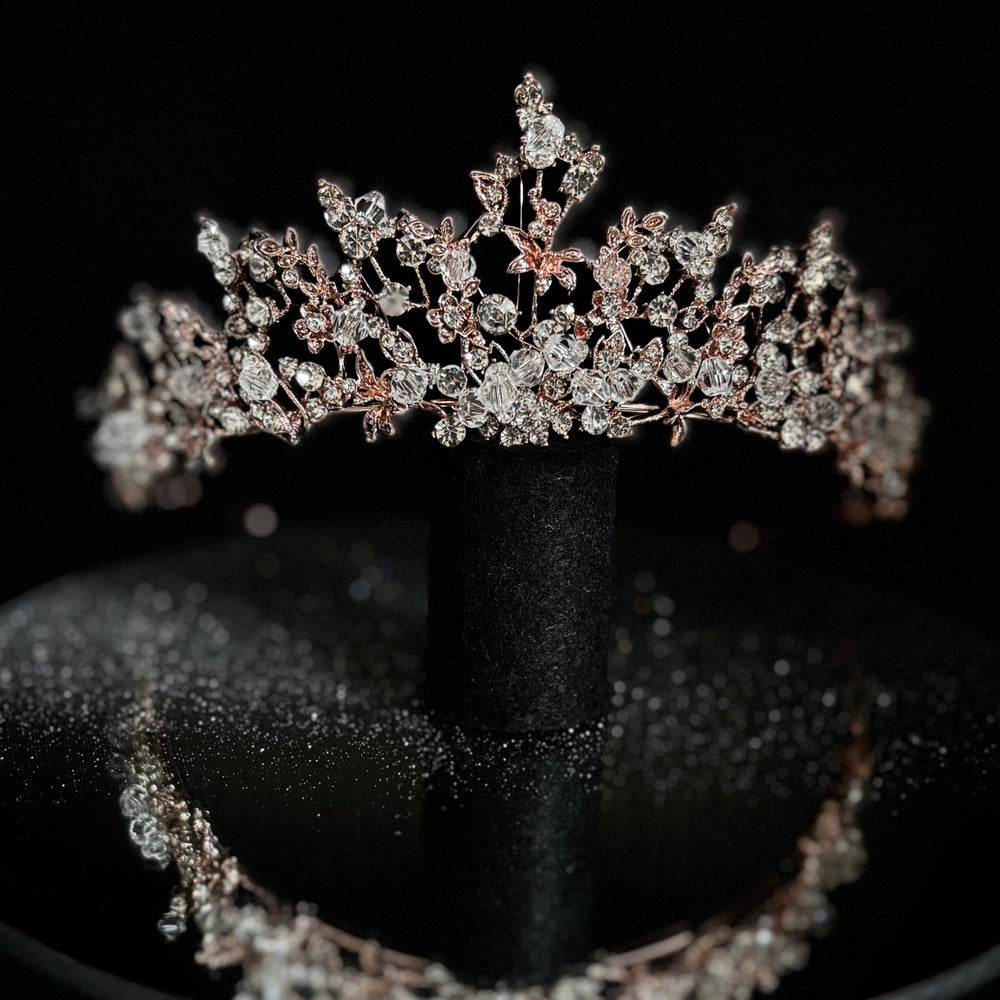 Rose Gold Crystal Wedding Tiara, Brides and Bridesmaids, TT1002