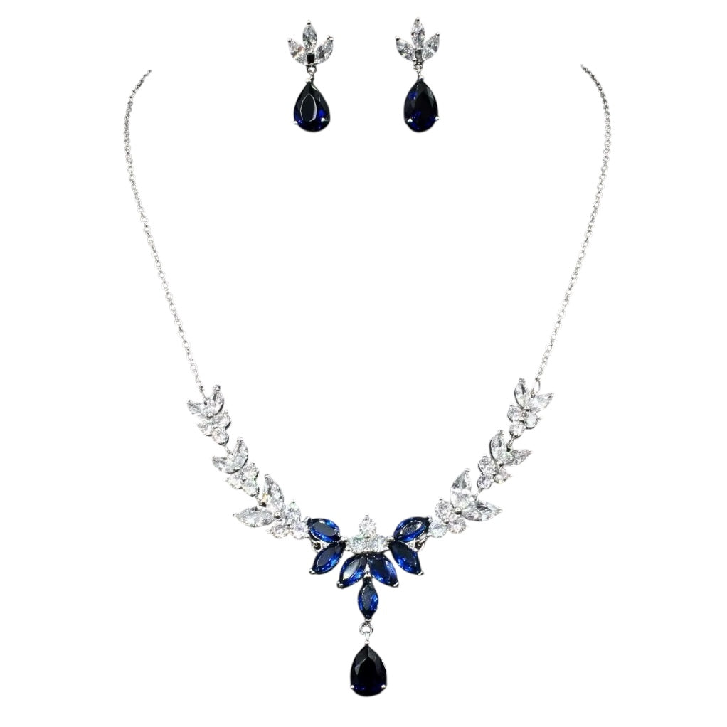 Sapphire Blue Bridal Necklace & Earrings Set TT1115