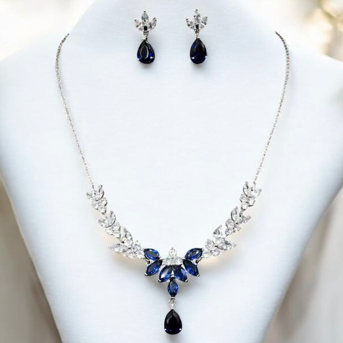 Sapphire Blue Bridal Necklace & Earrings Set TT1115