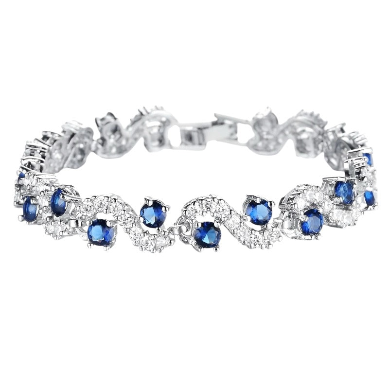 Sapphire Blue Crystal Bracelet, Wedding Bracelet 9967