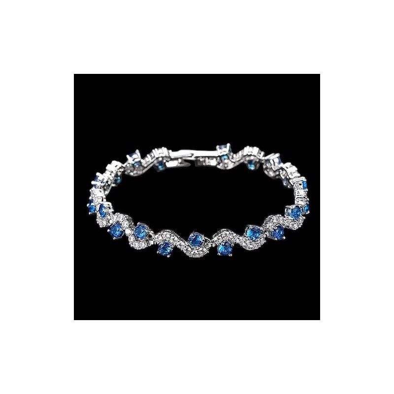 Sapphire Blue Crystal Bracelet, Wedding Bracelet 9967