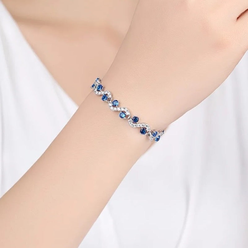 Sapphire Blue Crystal Bracelet, Wedding Bracelet 9967