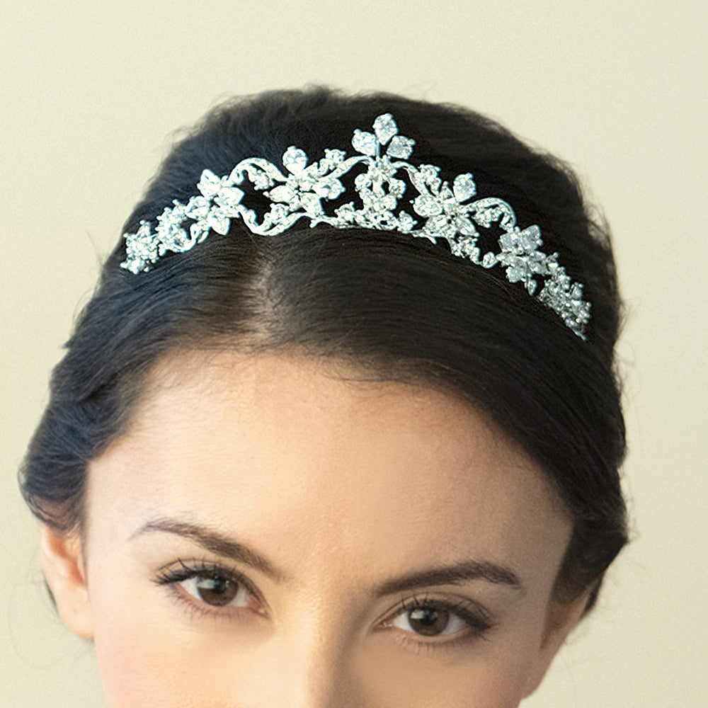 Silver Bridal Tiara Crystal Embellished, Adelle By Ivory & Co.