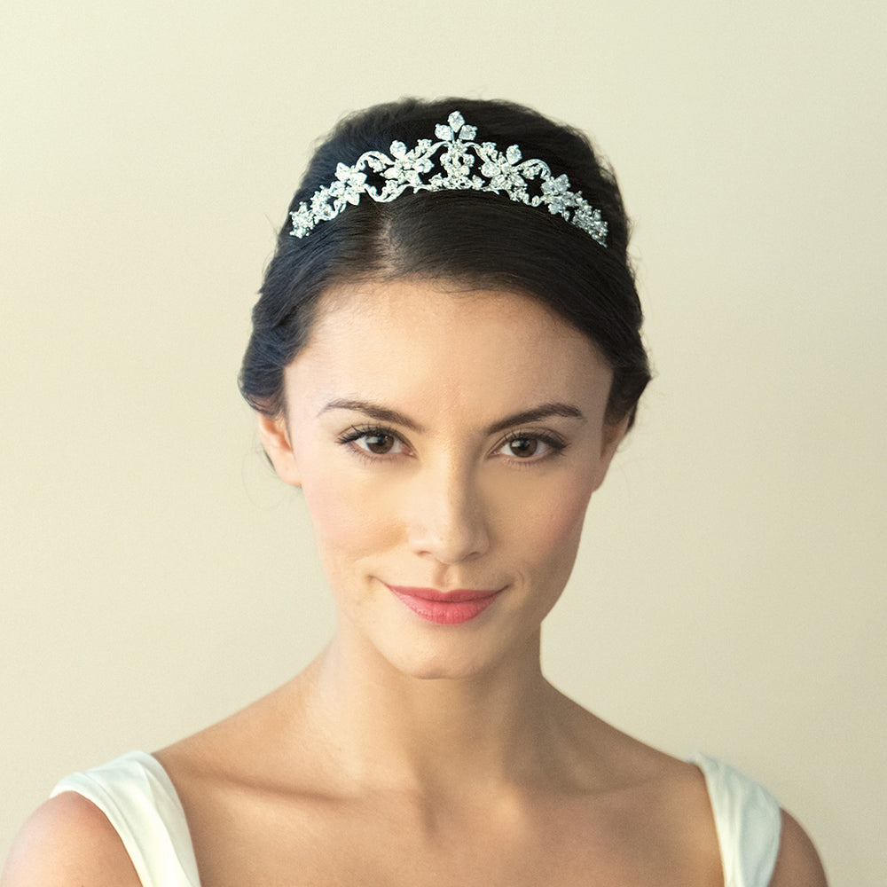 Silver Bridal Tiara Crystal Embellished, Adelle By Ivory & Co.