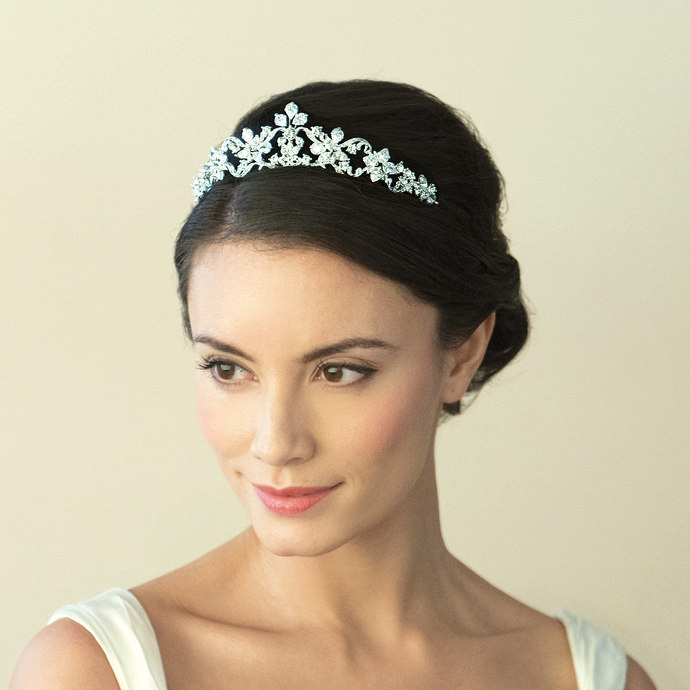 Silver Bridal Tiara Crystal Embellished, Adelle By Ivory & Co.