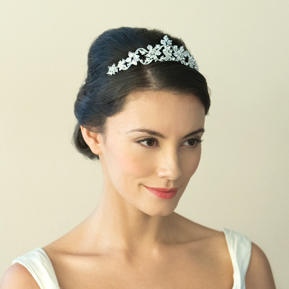 Silver Bridal Tiara Crystal Embellished, Adelle By Ivory & Co.