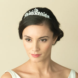 Silver Bridal Tiara Embellished with Crystals, Angelina By Ivory & Co.