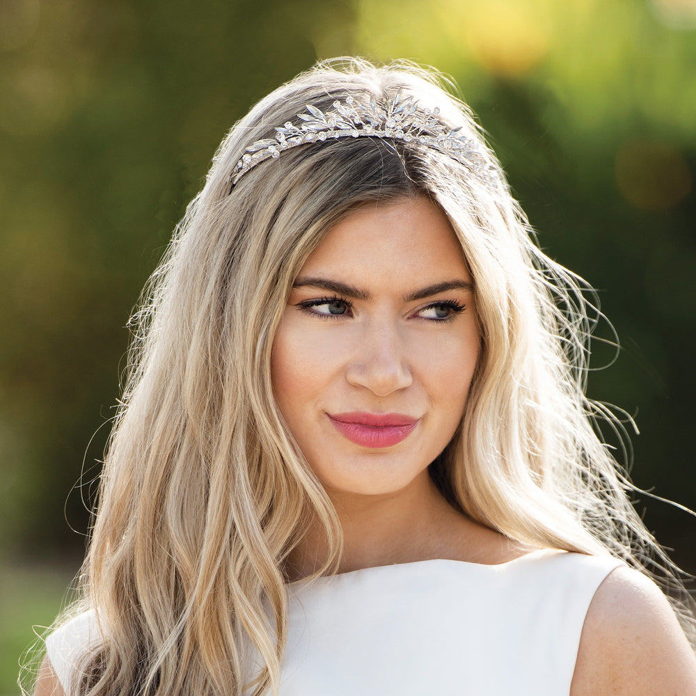 Silver Bridal Tiara Embellished with Crystals, Ariella By Ivory & Co.