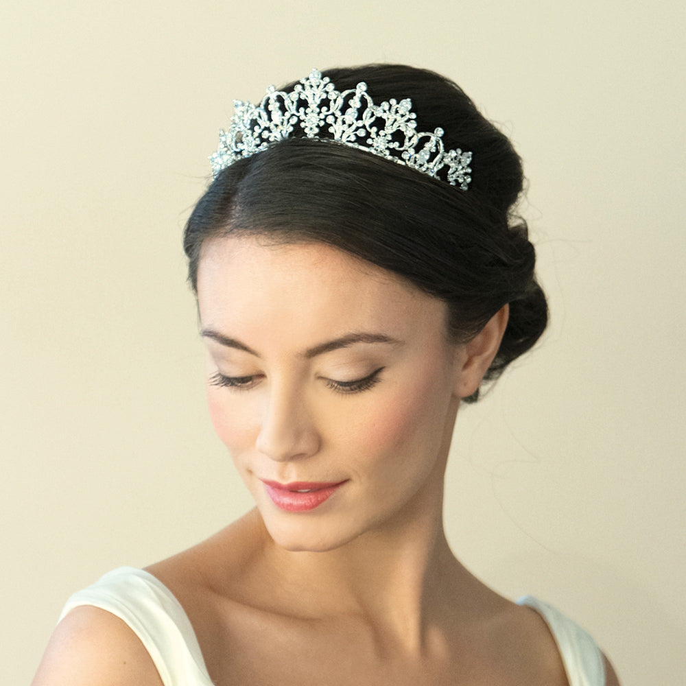 Silver Bridal Tiara Embellished with Crystals, Constance By Ivory & Co.