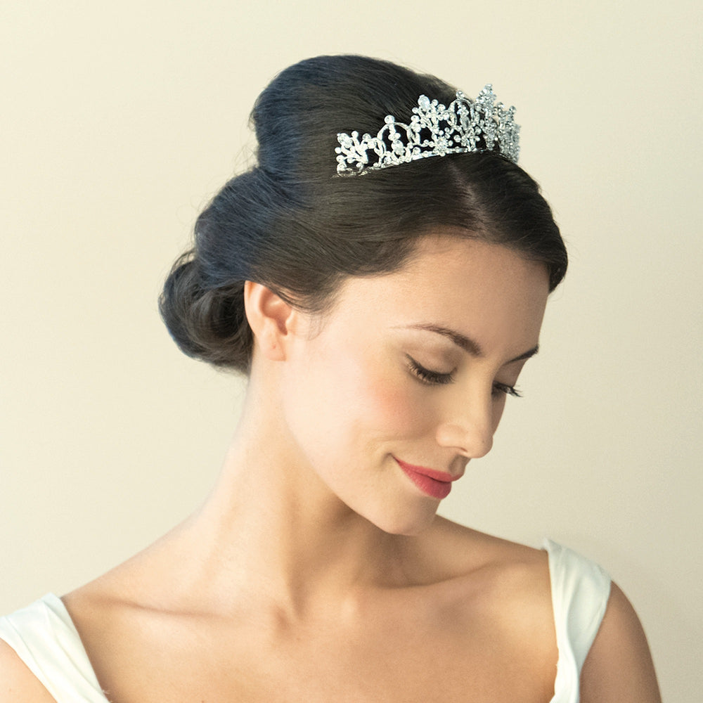 Silver Bridal Tiara Embellished with Crystals, Constance By Ivory & Co.