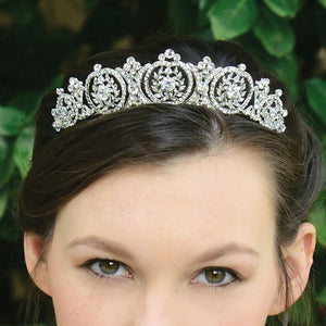 Silver Bridal Tiara Embellished with Crystals, Eugenie By Ivory & Co.