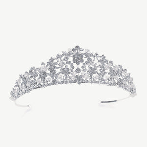 Silver Bridal Tiara Embellished with Crystals, Lara By Ivory & Co.