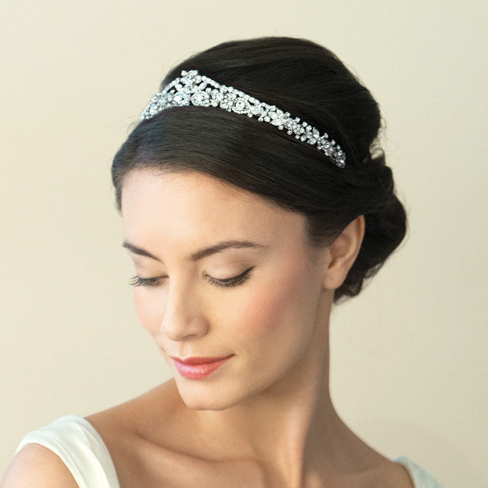 Silver Bridal Tiara with Austrian Crystals By Ivory & Co. Rowena