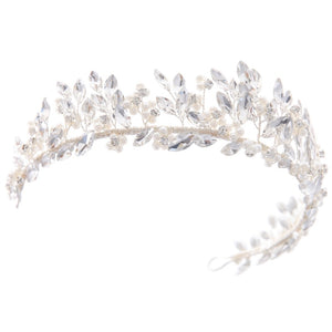 Silver Bridal Tiara with Crystals and Pearls, 9942