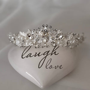 Silver Bridal Tiara with Crystals and Pearls, TT1003