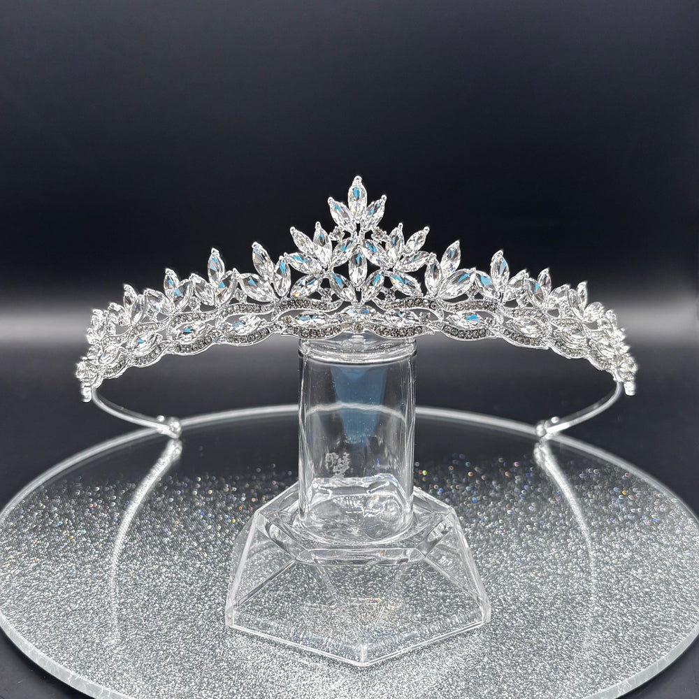 Silver Crystal Wedding Tiara, Bridal Headdress, TT1024