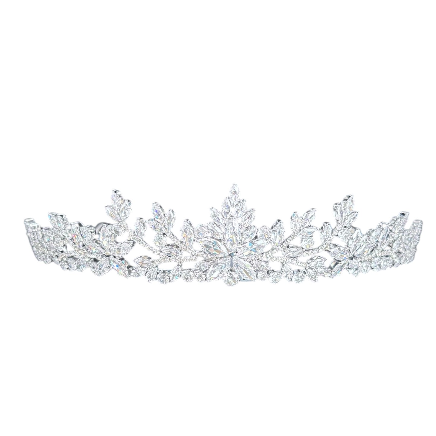 Silver Crystal Wedding Tiara, Bridal Headdress, TT1065 - Topknot Tiaras & Veils