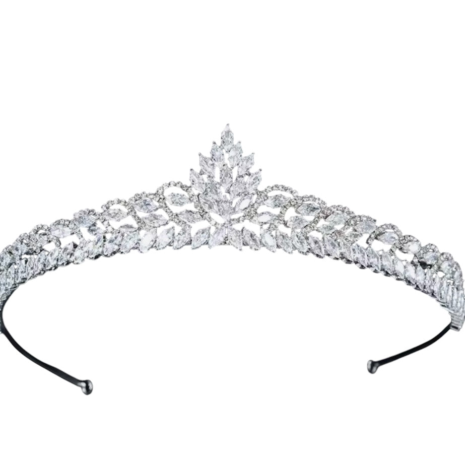 Silver Wedding Tiara with sparkling Crystals