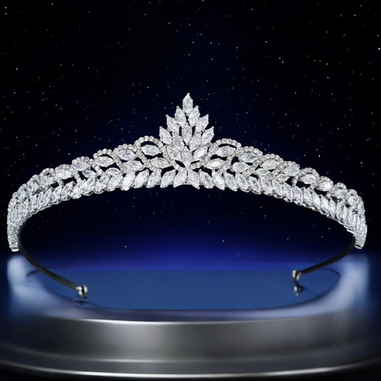Silver Wedding Tiara with sparkling Crystals