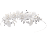 Silver Floral Bridal Headband with Crystals and Pearls, 9693
