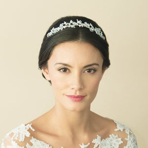 Silver Floral Headband, Austrian Crystals, By Ivory & Co, Hayley