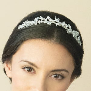 Silver Floral Headband, Austrian Crystals, By Ivory & Co, Hayley