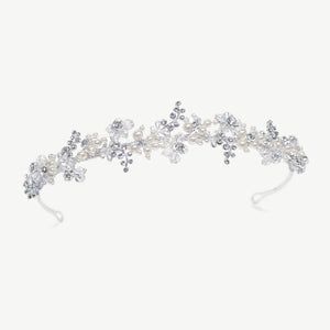 Silver Floral Headband, Austrian Crystals, By Ivory & Co, Hayley