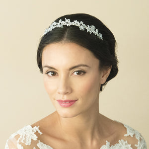 Silver Floral Headband, Austrian Crystals, By Ivory & Co, Hayley