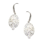 Silver Pearl and Crystal Wedding Earrings 9890