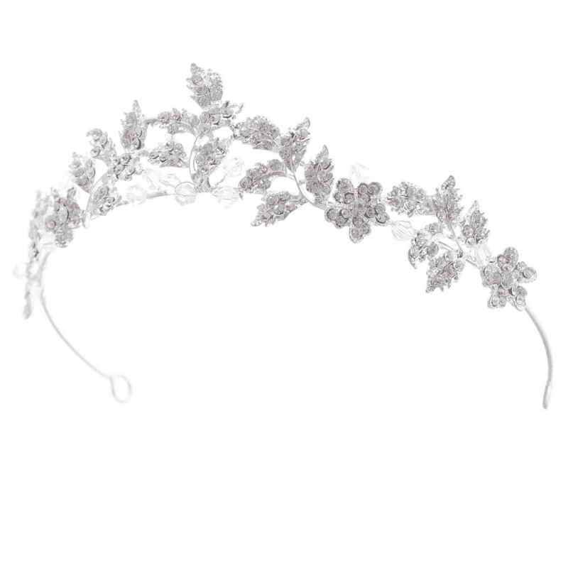 Silver Vine Wedding Tiara, Crystal Bridal Crown 9559