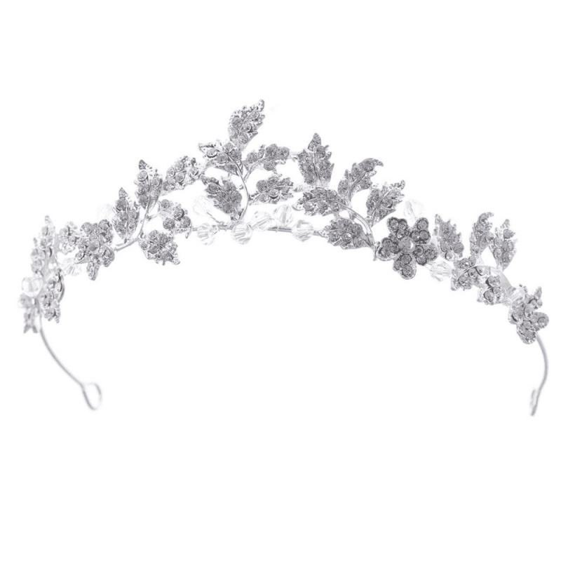 
            
                Load image into Gallery viewer, Silver Vine Wedding Tiara, Crystal Bridal Crown 9559
            
        