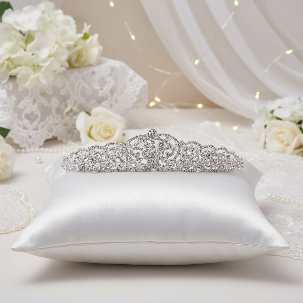 Silver Wedding Tiara Embellished with Crystals & Diamantes TLT4520 - Topknot Tiaras & Veils